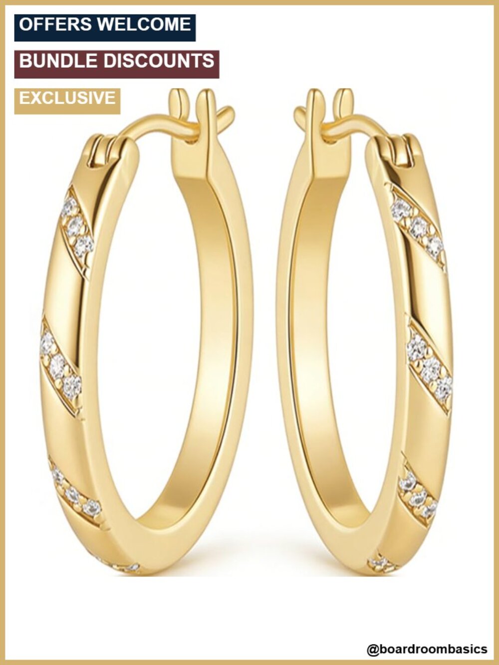 14K Gold Plated CZ Dainty Huggie Hoop Earrings for Women